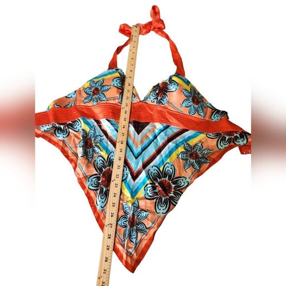 Floral Halter Top - Orange and Blue - Picture 4 of 9